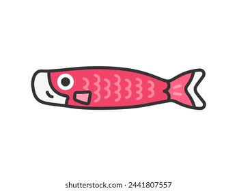 Illustration of a carp streamer carp (line drawing color).