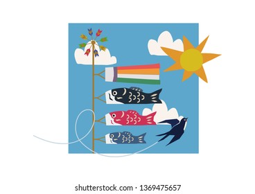 Illustration of carp streamer.
symbol of May in Japan.
