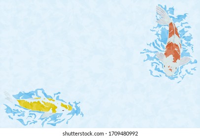 Illustration of carp swimming: with background, no line