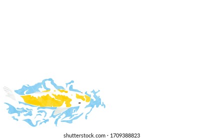 Illustration of carp swimming: no background, no line