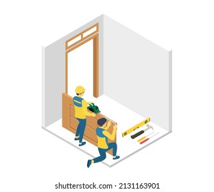 Illustration of a carpenter at work