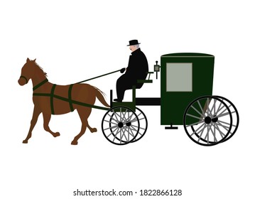 Illustration of carriage. A horse-drawn carriage