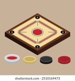 The Illustration of Carrom Board 3D