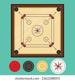 The Illustration of Carrom Board Set