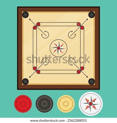 The Illustration of Carrom Board Set