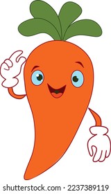 Illustration of carrot cartoon with happy face