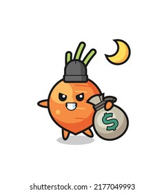 Illustration of carrot cartoon is stolen the money , cute style design for t shirt, sticker, logo element