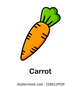 Illustration of a carrot in cartoon style.