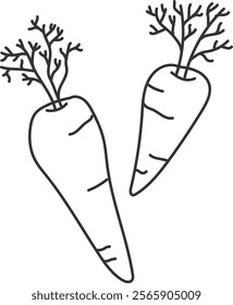 An illustration of a carrot with distinctive hand drawn lines