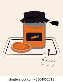 Illustration with Carrot at Jam and Bread