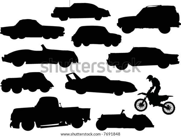 illustration with cars silhouettes isolated on
white background