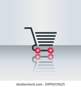 illustration of cart for icon shopping online isolated on 3D art background, basket cart for purchase in online shop, trolley cart symbol for e-commerce, clip art vector of cart for shopping concept.