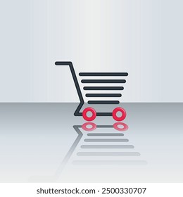 illustration of cart for icon shopping online isolated on gradation background, basket cart of purchase in online shop, trolly cart symbol for e-commerce, clip art vector of cart for shopping concept