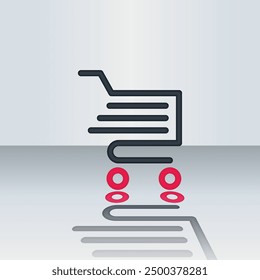 illustration of cart for icon shopping online isolated on gradation background, basket cart of purchase in online shop, trolly cart symbol for e-commerce, clip art vector of cart for shopping concept