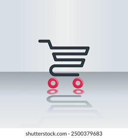 illustration of cart for icon shopping online isolated on gradation background, basket cart of purchase in online shop, trolly cart symbol for e-commerce, clip art vector of cart for shopping concept