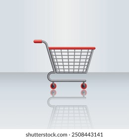illustration of cart for icon shopping online isolated on gradation background, basket cart of purchase in online shop, trolly cart symbol for e-commerce, clip art vector of cart for shopping concept