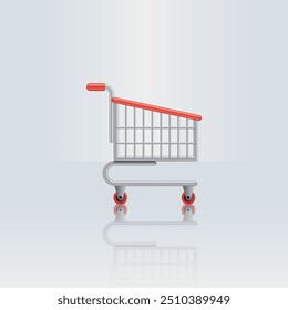 illustration of cart for icon shopping online isolated on gradation background, basket cart of purchase in online shop, trolly cart symbol for e-commerce, clip art vector of cart for shopping concept