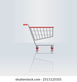 illustration of cart for icon shopping online isolated on gradation background, basket cart of purchase in online shop, trolly cart symbol for e-commerce, clip art vector of cart for shopping concept