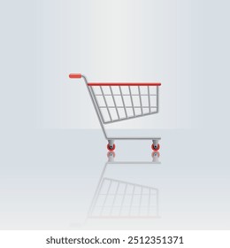 illustration of cart for icon shopping online isolated on gradation background, basket cart of purchase in online shop, trolly cart symbol for e-commerce, clip art vector of cart for shopping concept