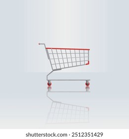 illustration of cart for icon shopping online isolated on gradation background, basket cart of purchase in online shop, trolly cart symbol for e-commerce, clip art vector of cart for shopping concept