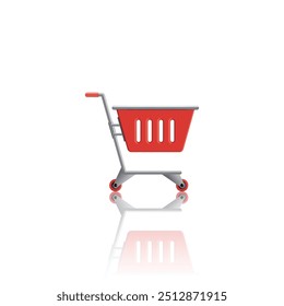 illustration of cart for icon shopping online isolated on gradation background, basket cart of purchase in online shop, trolly cart symbol for e-commerce, clip art vector of cart for shopping concept