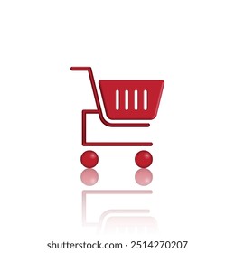 illustration of cart for icon shopping online isolated on gradation background, basket cart of purchase in online shop, trolly cart symbol for e-commerce, clip art vector of cart for shopping concept