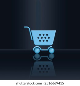 illustration of cart for icon shopping online isolated on gradation background, basket cart of purchase in online shop, trolly cart symbol for e-commerce, clip art vector of cart for shopping concept
