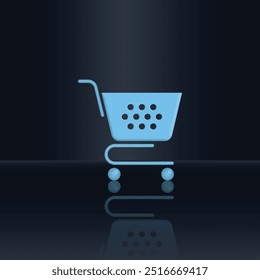 illustration of cart for icon shopping online isolated on gradation background, basket cart of purchase in online shop, trolly cart symbol for e-commerce, clip art vector of cart for shopping concept