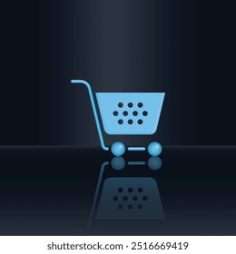 illustration of cart for icon shopping online isolated on gradation background, basket cart of purchase in online shop, trolly cart symbol for e-commerce, clip art vector of cart for shopping concept