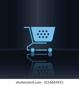 illustration of cart for icon shopping online isolated on gradation background, basket cart of purchase in online shop, trolly cart symbol for e-commerce, clip art vector of cart for shopping concept