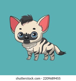 Illustration of a cartoon aardwolf on colorful background