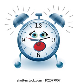 illustration of Cartoon alarm clock on  white background