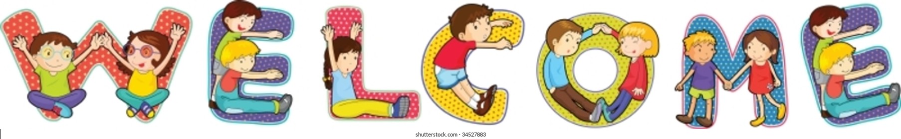 illustration of cartoon alphabets on white