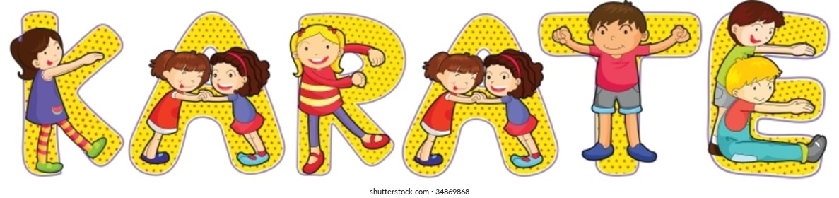illustration of cartoon alphabets on white
