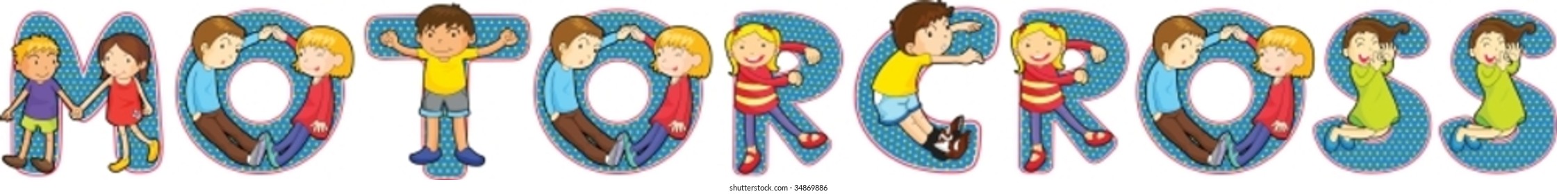 illustration of cartoon alphabets on white