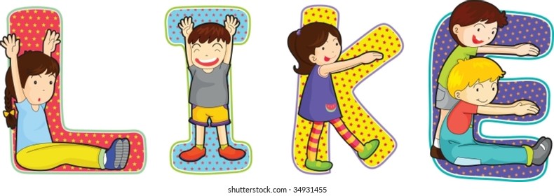 illustration of cartoon alphabets on white