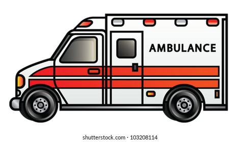 Illustration of a cartoon ambulance. Eps10 Vector.