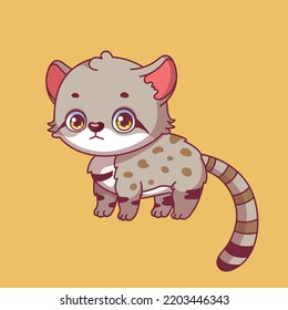 Illustration Of A Cartoon Andean Mountain Cat On Colorful Background