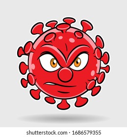 Illustration of Cartoon Angry Red Coronavirus