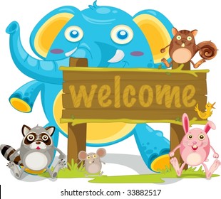 Illustration of  a cartoon animals on white