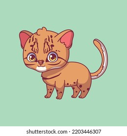 Illustration Of A Cartoon Asian Golden Cat On Colorful Background