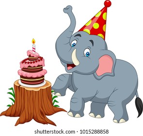 Illustration Of Cartoon Baby Elephant Birthday