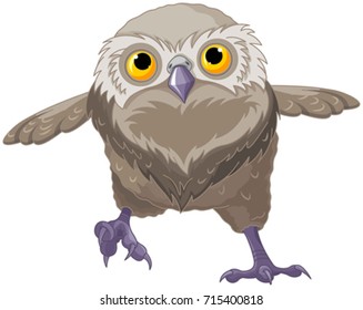 Illustration of a cartoon baby owl