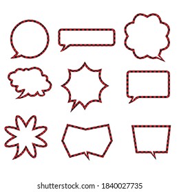 Illustration of a cartoon balloon using the traditional Japanese pattern'checkerboard pattern ichimatsu', New Year's card material.