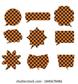 Illustration of a cartoon balloon using the traditional Japanese pattern'checkerboard pattern ichimatsu', New Year's card material.