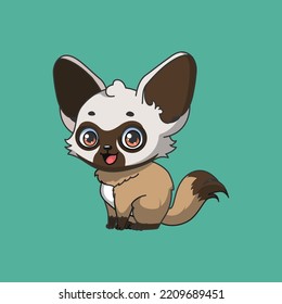 Illustration of a cartoon bat eared fox on colorful background