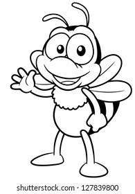 illustration of Cartoon bee - coloring book