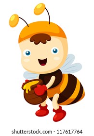 illustration of Cartoon bee.Vector