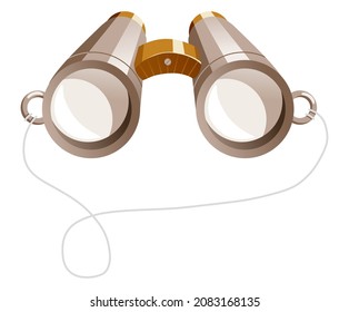 Illustration of a cartoon binoculars with a strap for attachment.