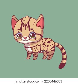 Illustration Of A Cartoon Black Footed Cat On Colorful Background
